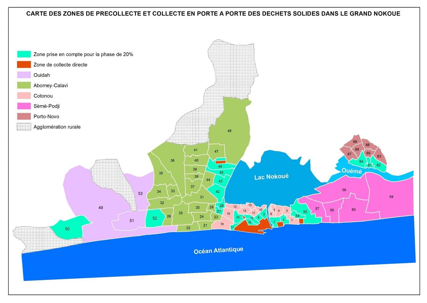 Carte des zones de précollecte et collecte